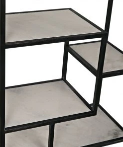 Noir Haru Bookcase Large, Black Metal With White Stone