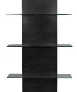 Noir Colombo Shelving, Black Metal With Glass HOME OFFICE
