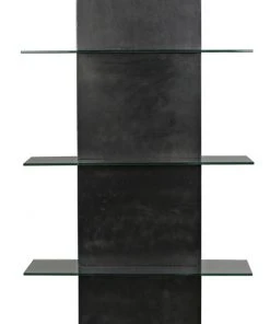 Noir Colombo Shelving, Black Metal With Glass HOME OFFICE
