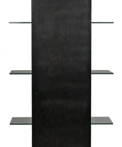 Noir Colombo Shelving, Black Metal With Glass HOME OFFICE