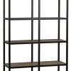 Noir SL07 Bookcase, Gold Teak And Metal