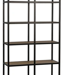 Noir SL07 Bookcase, Gold Teak And Metal