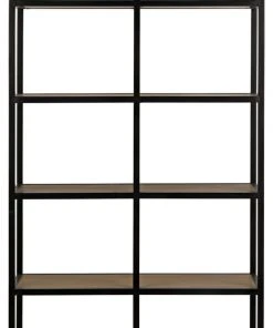 Noir SL07 Bookcase, Gold Teak And Metal