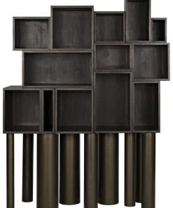 HOME OFFICE Noir Mr. Roberts Shelving, Ebony Walnut With Metal Legs