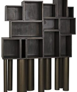 HOME OFFICE Noir Mr. Roberts Shelving, Ebony Walnut With Metal Legs