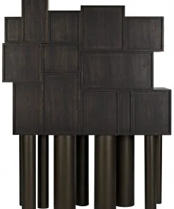 HOME OFFICE Noir Mr. Roberts Shelving, Ebony Walnut With Metal Legs