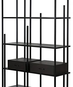 HOME OFFICE Noir Lenox Bookcase, Black Metal With Ebony Walnut 21 HOME OFFICE Noir Lenox Bookcase, Black Metal With Ebony Walnut