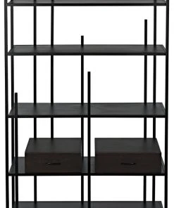 HOME OFFICE Noir Lenox Bookcase, Black Metal With Ebony Walnut 15 HOME OFFICE Noir Lenox Bookcase, Black Metal With Ebony Walnut