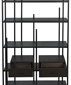 HOME OFFICE Noir Lenox Bookcase, Black Metal With Ebony Walnut 16 HOME OFFICE Noir Lenox Bookcase, Black Metal With Ebony Walnut