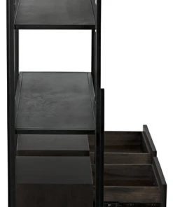 HOME OFFICE Noir Lenox Bookcase, Black Metal With Ebony Walnut 18 HOME OFFICE Noir Lenox Bookcase, Black Metal With Ebony Walnut