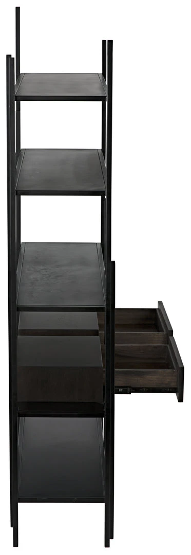 HOME OFFICE Noir Lenox Bookcase, Black Metal With Ebony Walnut 9 HOME OFFICE Noir Lenox Bookcase, Black Metal With Ebony Walnut