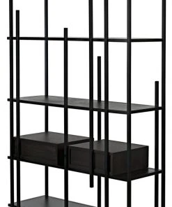 HOME OFFICE Noir Lenox Bookcase, Black Metal With Ebony Walnut 19 HOME OFFICE Noir Lenox Bookcase, Black Metal With Ebony Walnut