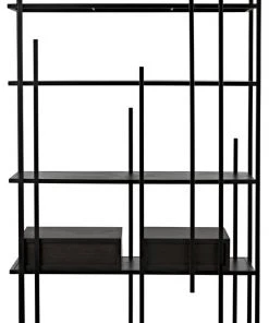 HOME OFFICE Noir Lenox Bookcase, Black Metal With Ebony Walnut 20 HOME OFFICE Noir Lenox Bookcase, Black Metal With Ebony Walnut