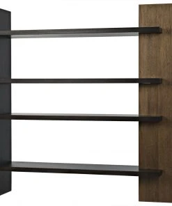 HOME OFFICE Noir Wright Bookcase, Dark Walnut With Ebony Walnut