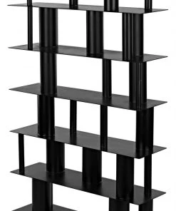 Noir Beck Bookcase, Black Steel HOME OFFICE