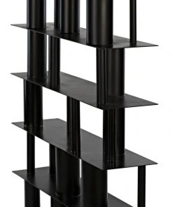 Noir Beck Bookcase, Black Steel HOME OFFICE