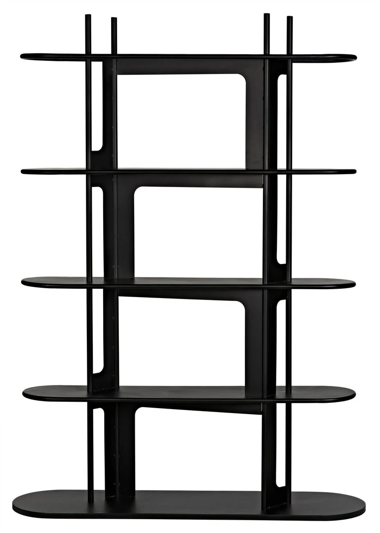 Noir Ochoa Bookcase, Black Metal 3 Noir Ochoa Bookcase, Black Metal