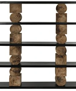 HOME OFFICE Noir Rabban Bookcase, Hand Rubbed Black, Natural