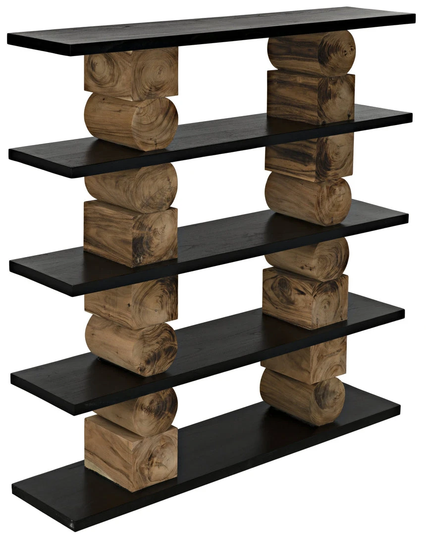 HOME OFFICE Noir Rabban Bookcase, Hand Rubbed Black, Natural 8 HOME OFFICE Noir Rabban Bookcase, Hand Rubbed Black, Natural