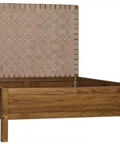 Noir Mansard Bed, Queen, Teak And Leather