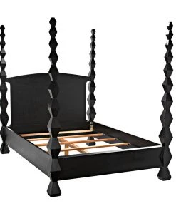 Noir Brancusi Bed, Eastern King, Hand Rubbed Black BEDROOM