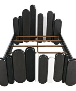 BEDROOM Noir Corso Bed, Queen, Hand Rubbed Black, Pale, And Solid White