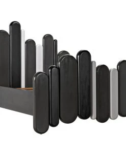 BEDROOM Noir Corso Bed, Queen, Hand Rubbed Black, Pale, And Solid White