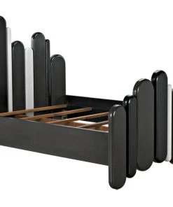 BEDROOM Noir Corso Bed, Queen, Hand Rubbed Black, Pale, And Solid White