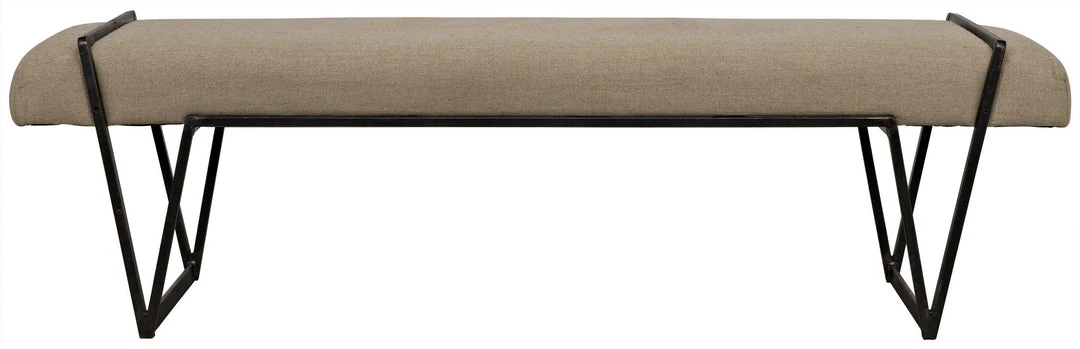 Noir Larkin Bench, Steel With Linen 4 Noir Larkin Bench, Steel With Linen