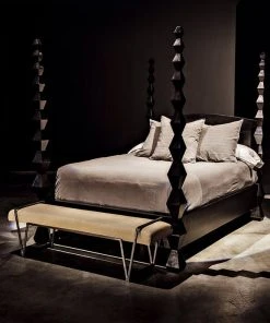 Noir Larkin Bench, Steel With Linen 13 Noir Larkin Bench, Steel With Linen