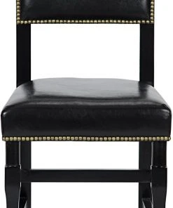 DINING ROOM Noir Abadon Side Chair W/Leather, Distressed Black