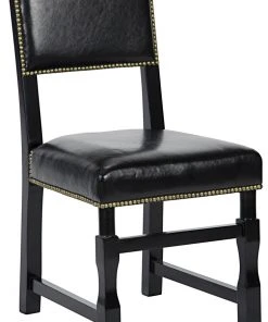 DINING ROOM Noir Abadon Side Chair W/Leather, Distressed Black