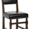 Noir Abadon Side Chair W/Leather, Distressed Brown