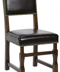Noir Abadon Side Chair W/Leather, Distressed Brown