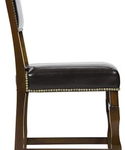 Noir Abadon Side Chair W/Leather, Distressed Brown