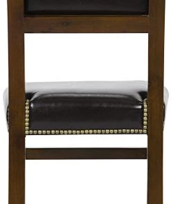 Noir Abadon Side Chair W/Leather, Distressed Brown