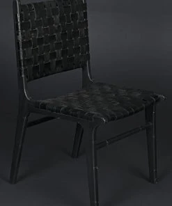 Noir Dede Dining Chair, Leather, Black DINING ROOM