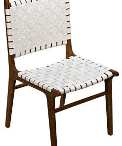Noir Dede Dining Chair, Teak With White Leather DINING ROOM