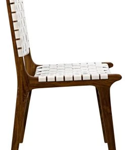 Noir Dede Dining Chair, Teak With White Leather DINING ROOM