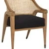 Noir Chloe Chair, Teak, Caning, And Black Cotton