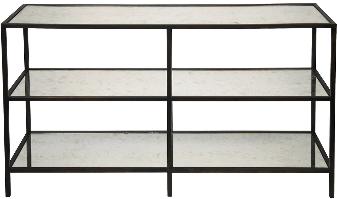 LIVING ROOM Noir 3 Tier Console With Antique Glass 3 LIVING ROOM Noir 3 Tier Console With Antique Glass