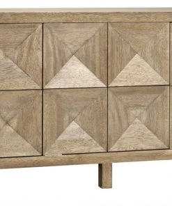 Noir QS Quadrant 3 Door Washed Walnut Sideboard Chests & Cabinets