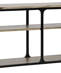 Noir Qs Large Novie Console With Black Metal, Walnut LIVING ROOM