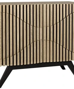Chests & Cabinets Noir Illusion Bleached Walnut Single Sideboard With Metal Base