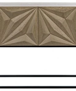 Noir Zurich Console, Bleached Walnut With Metal