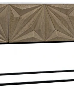 Noir Zurich Console, Bleached Walnut With Metal