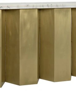 LIVING ROOM Noir Shilo Console, Metal And White Stone