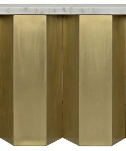 LIVING ROOM Noir Shilo Console, Metal And White Stone