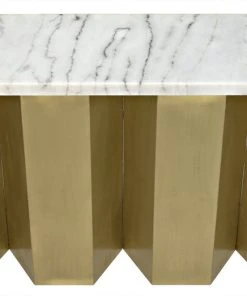 LIVING ROOM Noir Shilo Console, Metal And White Stone