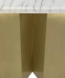 LIVING ROOM Noir Shilo Console, Metal And White Stone